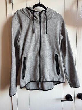 Champion Light Gray Hooded Zip Utility Jacket with Black Accents